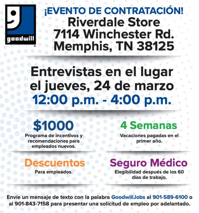 ¡Memphis Goodwill tiene un lugar para ti! Feria de trabajo el jueves 24 de marzo | Comunidad by rodrigodominguez