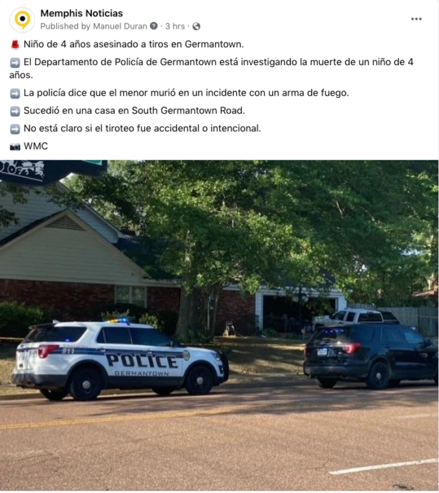 Un niño de 4 años fue asesinado a tiros en Germantown el miércoles por la tarde | Noticia by Memphis Noticias