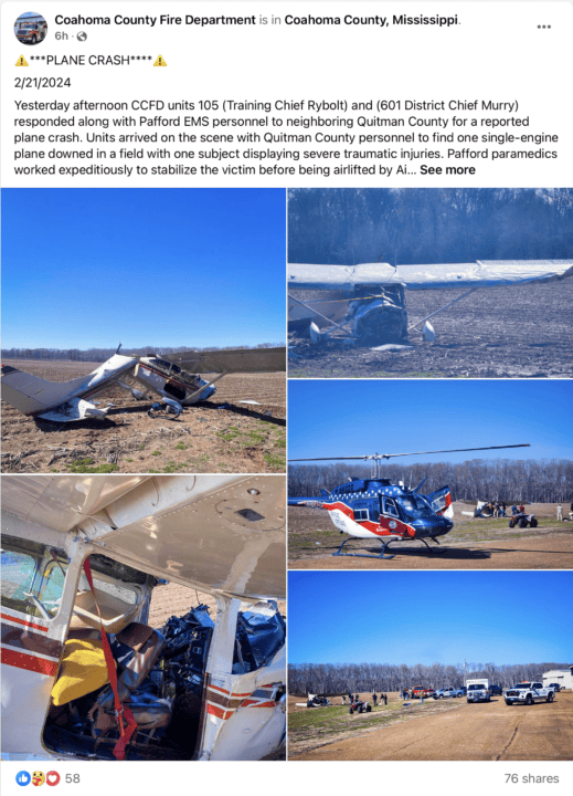 Tragedia aérea en Mississippi: Accidente deja a una persona con lesiones graves, rescatistas actúan rápidamente at Memphis Noticias | 1 Tragedia aérea en Mississippi: Accidente deja a una persona con lesiones graves, rescatistas actúan rápidamente Screenshot 2024 02 21 at 12.37.54%E2%80%AFPM