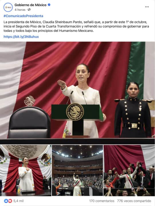 Sheinbaum elogia a López Obrador y apela a la continuidad en su primer discurso como presidenta de México Screenshot 2024 10 01 at 11.16.45%E2%80%AFPM
