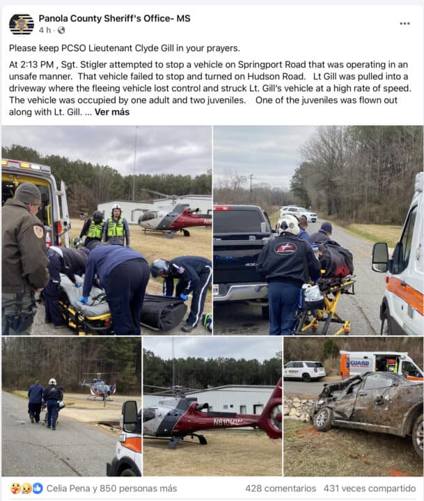 Oficial y niño heridos en accidente durante persecución en el condado de Panola, Mississippi Screenshot 2025 01 06 at 7.32.00%E2%80%AFPM