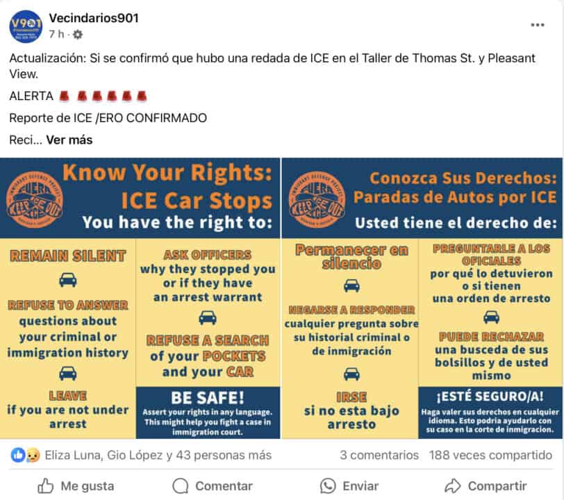 ICE intensifica operativos en Memphis; interrogan a hispanos y reportan una detención at Memphis Noticias | 1 ICE intensifica operativos en Memphis; interrogan a hispanos y reportan una detención Screenshot 2025 02 05 at 9.02.41%E2%80%AFPM