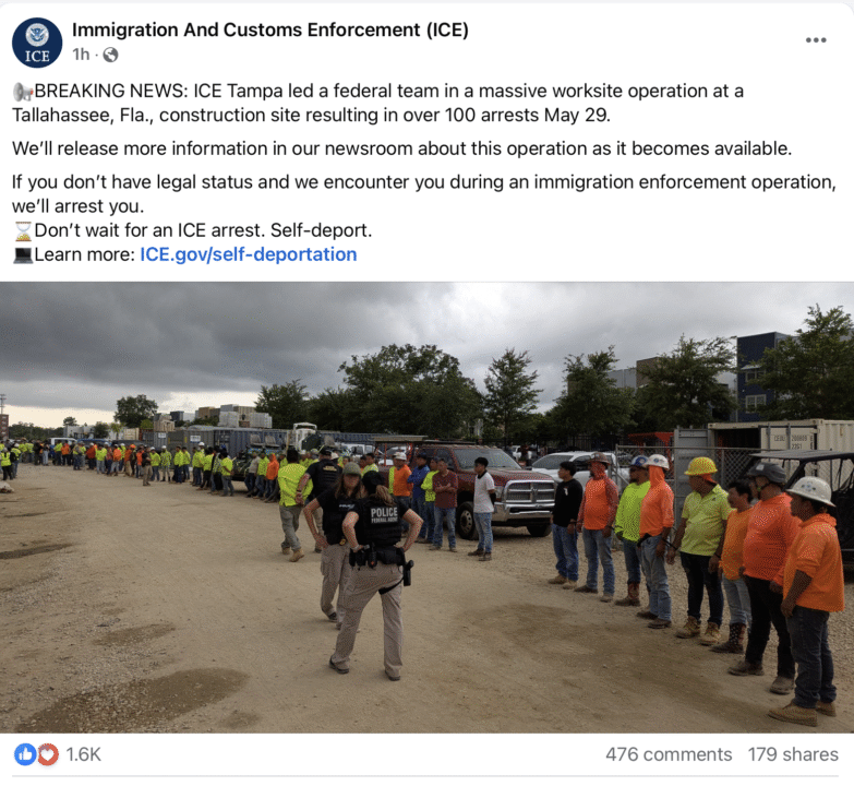Redada en Tallahassee: Más de 100 inmigrantes arrestados en obra de construcción cerca de universidad at Memphis Noticias | 1 Redada en Tallahassee: Más de 100 inmigrantes arrestados en obra de construcción cerca de universidad Screenshot 2025 05 29 at 7.11.50%E2%80%AFPM