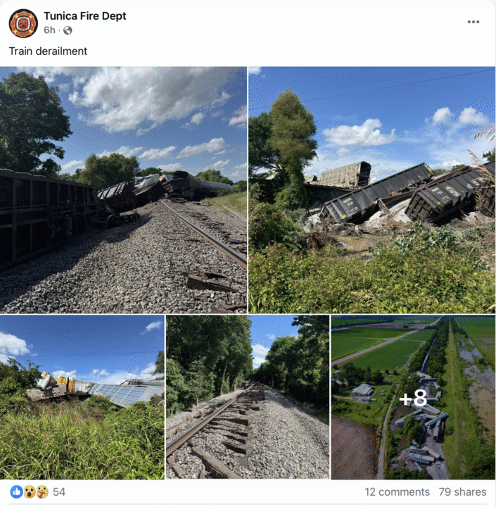 Se descarrila tren cerca de refugio animal en Tunica; al menos 20 vagones fuera de control Screenshot 2025 06 17 at 1.04.45%E2%80%AFAM