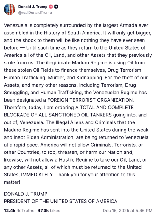 Trump asegura que EE. UU. tiene a Venezuela rodeada por buques de guerra | Screenshot 2025 12 17 at 4.47.57 PM | Memphis Noticias Trump asegura que EE. UU. tiene a Venezuela rodeada por buques de guerra | by rodrigodominguez