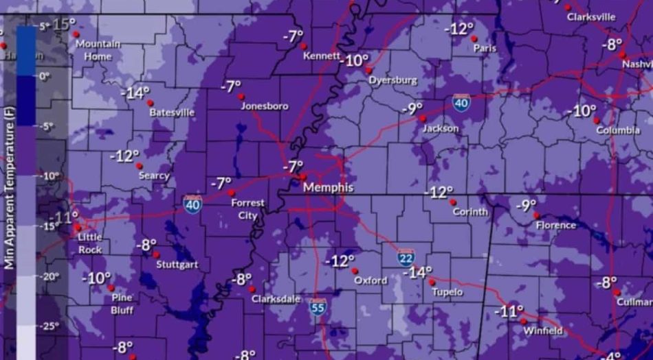 Calles congeladas en Memphis, TN, USA-2-17